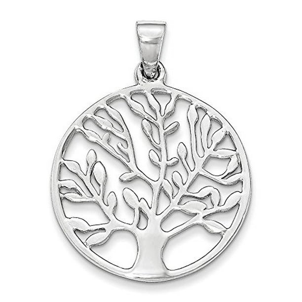 925 Sterling Silver Polished Round Tree Charm Pendant 